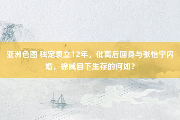 亚洲色图 独宠袁立12年，仳离后回身与张怡宁闪婚，徐威目下生存的何如？